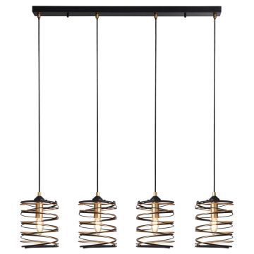 Image of Searchlight Spring 4 Bar Pendant Black with Gold 85583-4BGO