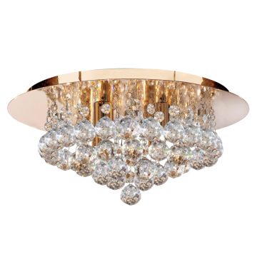 Image of Searchlight Flush Ceiling Light Crystal & Gold 4 Lights