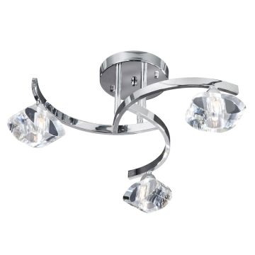 Image of Searchlight Sculptured Ice Ceiling Light Chrome 3 Lights