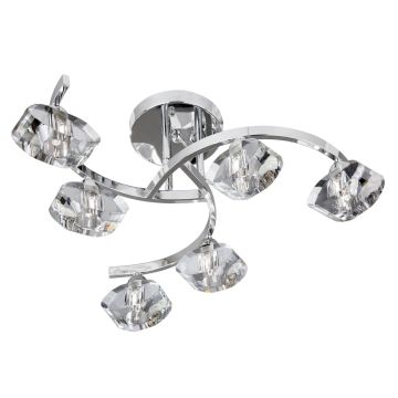 Image of Searchlight Sculptured Ice Ceiling Light Chrome 6 Lights