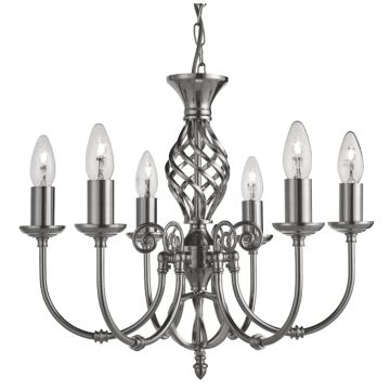 Image of Searchlight 6 Light Satin Silver Ceiling Pendant