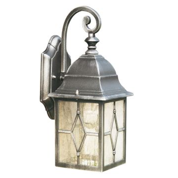 Image of Silverlight Outdoor Lantern Light Leaded Glass Silver Black with light on