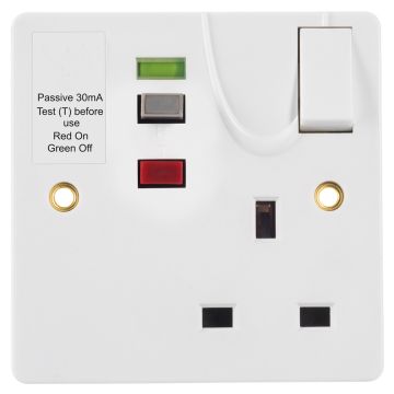 Image of Timeguard Switched RCD Socket 13A Latching 1 Gang DP White