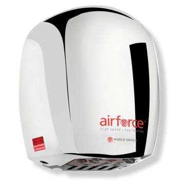 Image of Airforce Hand Dryer BC0326 1100W in Chrome front right  with visible air nozzles