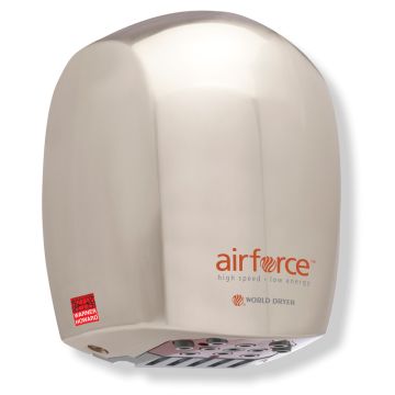 Image of Airforce Hand Dryer BC0327 Brushed Chrome 1100W with visible air nozzles