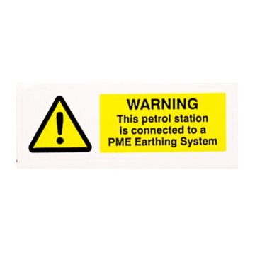 Image Of Petrol Station Connected to PME System Warning Label