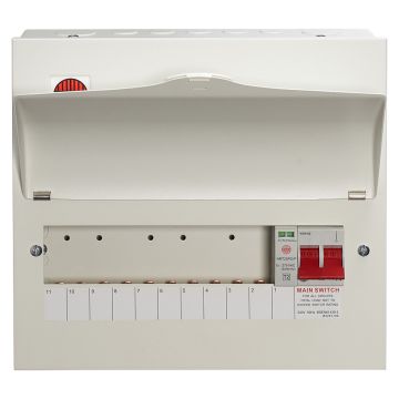 Image of Wylex 10 Way Main Switch Consumer Unit Type 2 SPD NM1006LS