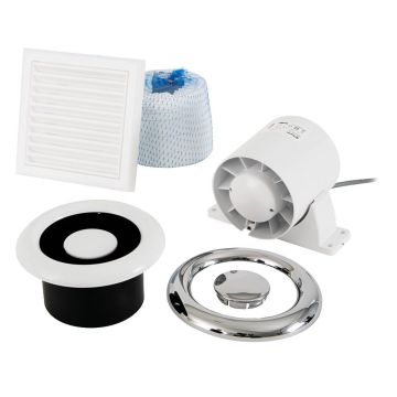 Image of Xpelair AirLine AL100 4 Inch In-Line Duct Standard Shower Fan Kit
