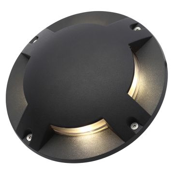 Image of Zinc Scout Round LED Surface-mounted Ground Outdoor Light 4W Black angled view