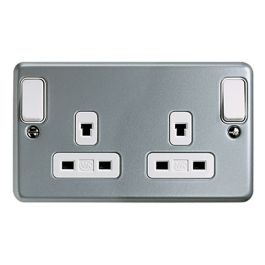 MK Metalclad K1248ALM 13A 2 Gang DP Non Standard Switch Socket #