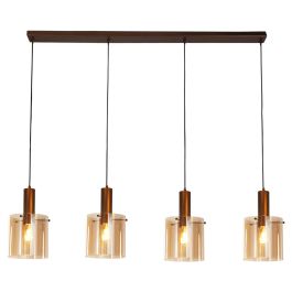 Searchlight Sweden 4 Light Bar Pendant Mocha with Amber Glass
