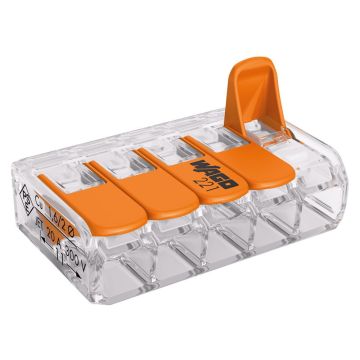 Image of Wago 221-415 32A Compact 5-Way Lever Terminal Block 4mm 25 Pack