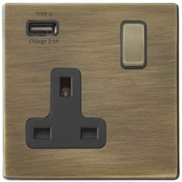 Image of Hamilton Hartland G2 USB Single Socket Antique Brass