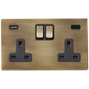 Image of Hamilton Hartland G2 2 Gang Socket and USB 3.1A Antique Brass