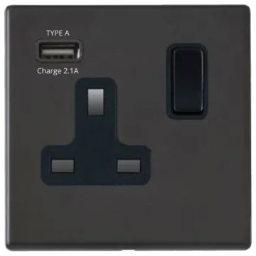 Image of Hamilton Hartland G2 USB Single Socket Matt Black