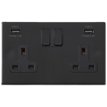 Image of Hamilton Hartland G2 USB Double Socket Matt Black