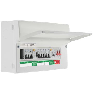 Image of BG Consumer Unit Dual RCD 9 Way Populated 100A Main Switch SPD CF16D88PS9