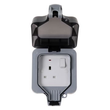 Image of BG Electrical Storm WP21 DP 13A Outdoor Switch Socket 1 Gang Grey IP66