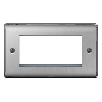 Image of BG Nexus Metal NBSEMR4 4 Module Front Plate Brushed Steel