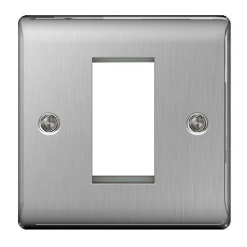 Image of BG Nexus Metal NBSEMS1 1 Module Front Plate Brushed Steel