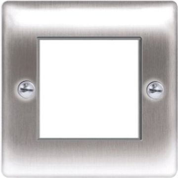Image of BG Nexus Metal NBSEMS2 2 Module Front Plate Brushed Steel