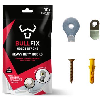 Image of Bullfix Hooks & Fixings for Pictures/Canvas/Mirrors 10 Pack