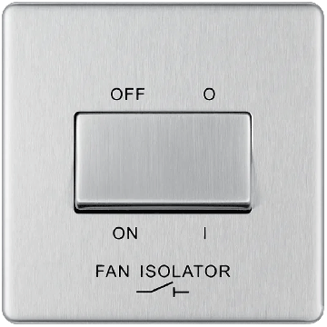 BG Screwless Brushed Steel FBS15 10A TP Fan Isolator Switch