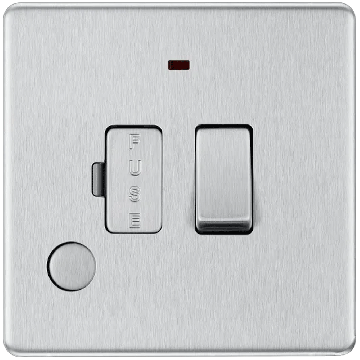 Image of BG Screwless Brushed Steel FBS53 13A Switched Fused Spur Flex Neon