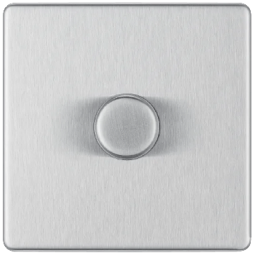 Image of BG Screwless Brushed Steel FBS81 1 Gang Push Dimmer Switch