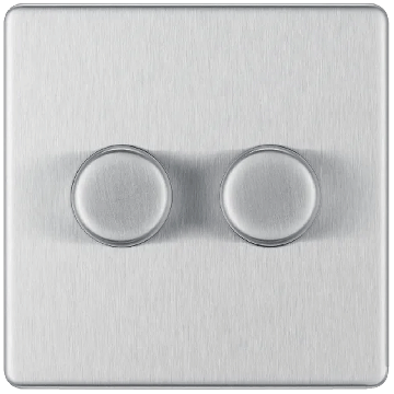 Image of BG Screwless White FBS82 2 Gang Push Dimmer Switch