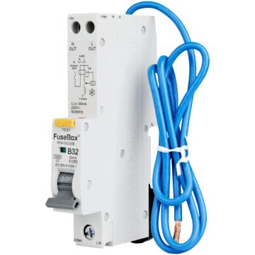 Image of Fusebox 32A RCBO B Curve Single Pole Type A RTA103230B