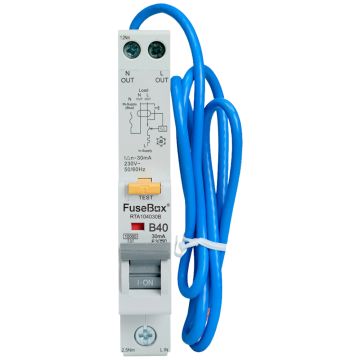 Image of Fusebox 40A RCBO B Curve Single Pole Type A RTA104030B
