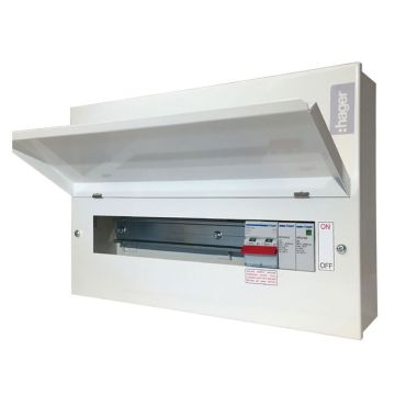 Image of Hager 12 Way Main Switch Consumer Unit with Type 2 SPD VML112SPDRK
