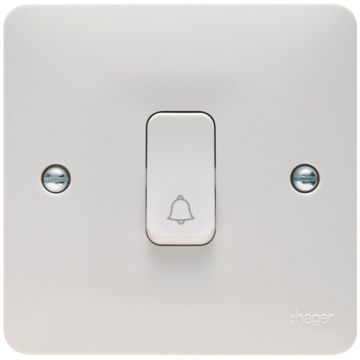 Image of Hager Sollysta 1 Gang 2 Way Push Switch 10AX White WMPS12RB