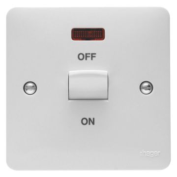 Image of Hager Sollysta 50A Cooker Switch 1 Gang DP Neon White WMDP50N