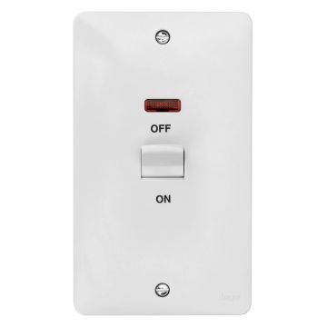 Image of Hager Sollysta 50A Cooker Switch 2 Gang DP Neon White WMDP50VN