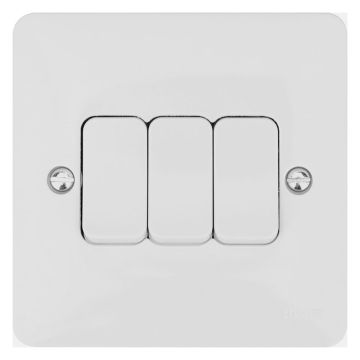 Image of Hager Sollysta Light Switch 3 Gang 2 Way 10A White WMPS32