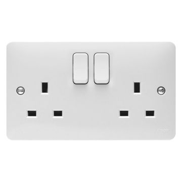 Image of Hager Sollysta Switch Socket 2 Gang 13A DP White WMSS82