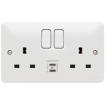 Image of Hager Sollysta Double USB Socket WMSS82-USBCC