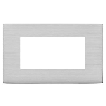 Image of Hamilton Hartland G2 4 Module EuroFix Faceplate Satin Steel front view