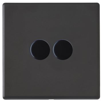 Image of Hamilton Hartland G2 LED Dimmer Switch 2 Gang 250W Matt Black