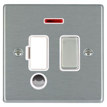 Image of Hamilton Hartland Switched Fused Spur Neon Flex Outlet Satin Steel White