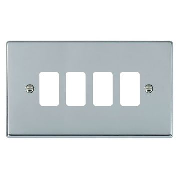 Image of Hamilton Grid Front Plate 4 Gang Polished Chrome