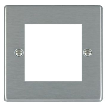Image of Hamilton Eurofix Euro Front Plate 2 Module Single Plate Satin Steel