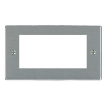 Image of Hamilton Eurofix Euro Front Plate 4 Module Double Plate Satin Steel