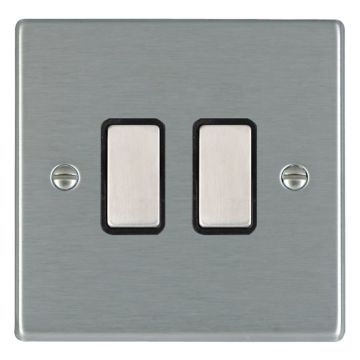 Image of Hamilton Hartland 10A 2 Way Light Switch 1 Gang Steel Black