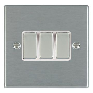 Image of Hamilton Hartland 10A 2 Way Light Switch 3 Gang Steel White
