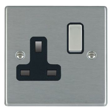 Image of Hamilton Hartland 13A DP Switch Socket 1 Gang Steel Black