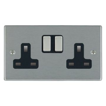 Image of Hamilton Hartland 13A DP Switch Socket 2 Gang Steel Black
