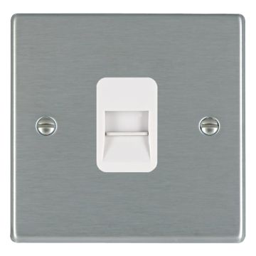 Image of Hamilton Hartland Single Telephone Socket Slave 1 Gang Steel White